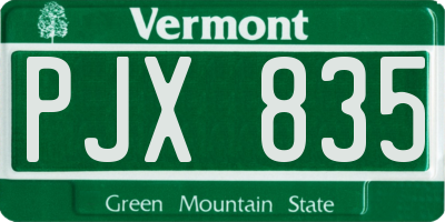 VT license plate PJX835