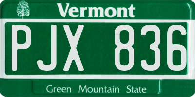 VT license plate PJX836