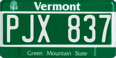 VT license plate PJX837