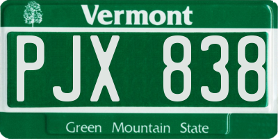 VT license plate PJX838