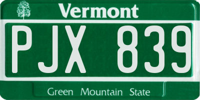 VT license plate PJX839
