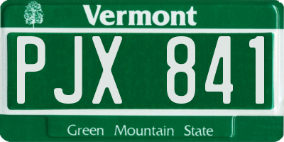 VT license plate PJX841