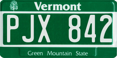 VT license plate PJX842