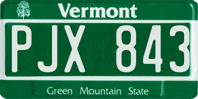 VT license plate PJX843