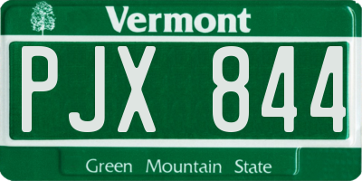 VT license plate PJX844