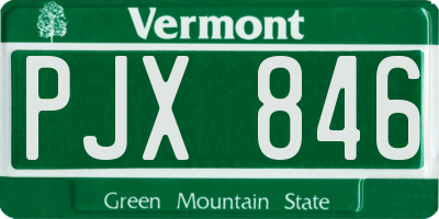 VT license plate PJX846