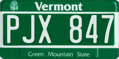 VT license plate PJX847