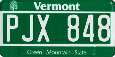 VT license plate PJX848