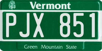 VT license plate PJX851