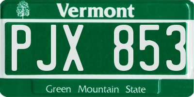 VT license plate PJX853