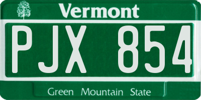 VT license plate PJX854