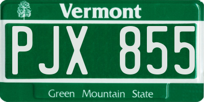 VT license plate PJX855