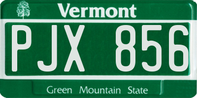 VT license plate PJX856