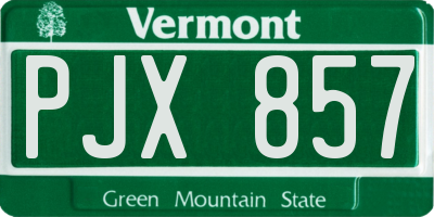 VT license plate PJX857