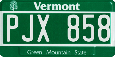 VT license plate PJX858