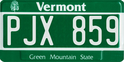 VT license plate PJX859