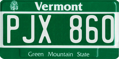 VT license plate PJX860