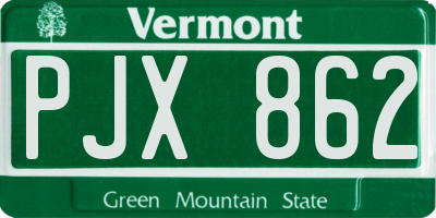 VT license plate PJX862