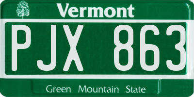 VT license plate PJX863