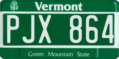 VT license plate PJX864