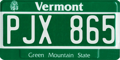 VT license plate PJX865