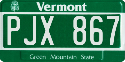 VT license plate PJX867
