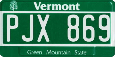 VT license plate PJX869