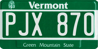 VT license plate PJX870