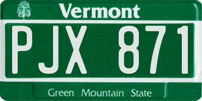 VT license plate PJX871