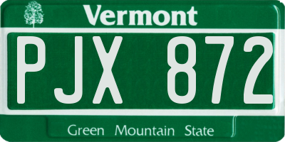 VT license plate PJX872