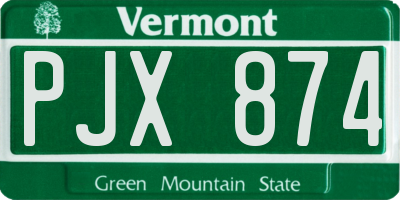 VT license plate PJX874