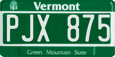 VT license plate PJX875