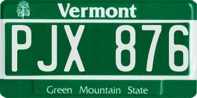 VT license plate PJX876