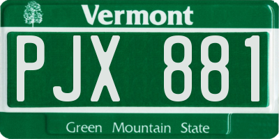 VT license plate PJX881