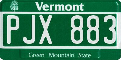 VT license plate PJX883