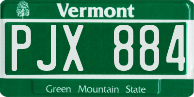 VT license plate PJX884