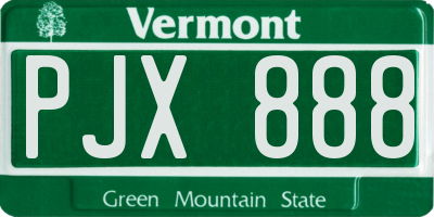 VT license plate PJX888