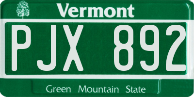 VT license plate PJX892