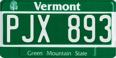 VT license plate PJX893