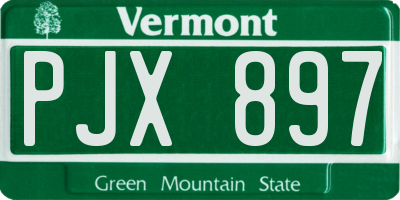 VT license plate PJX897