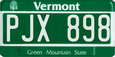 VT license plate PJX898