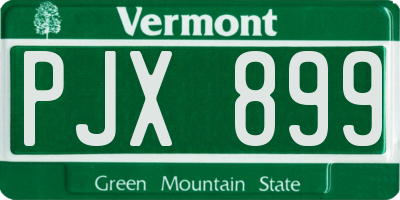VT license plate PJX899