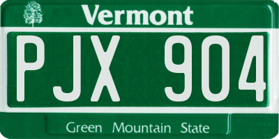 VT license plate PJX904