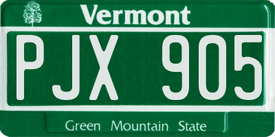 VT license plate PJX905