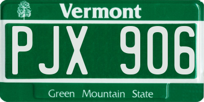 VT license plate PJX906