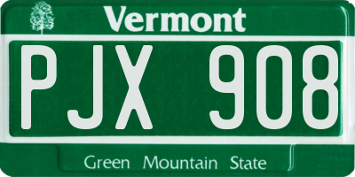 VT license plate PJX908