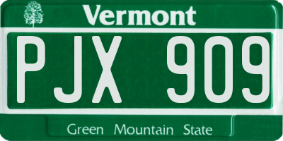 VT license plate PJX909