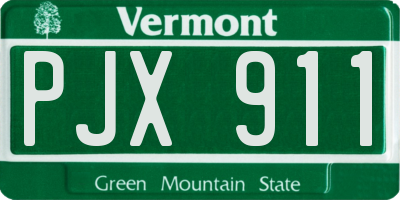 VT license plate PJX911