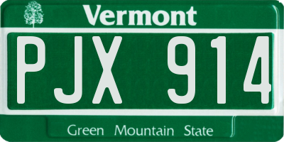 VT license plate PJX914