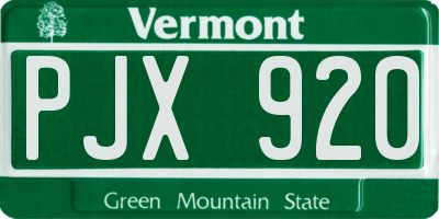 VT license plate PJX920